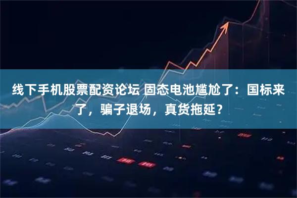 线下手机股票配资论坛 固态电池尴尬了：国标来了，骗子退场，真货拖延？
